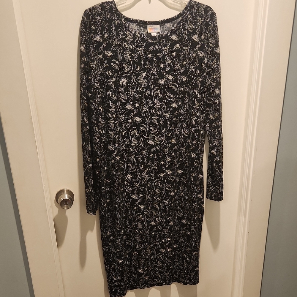 Black Floral Debbie BodyCon Long Sleeve Dress